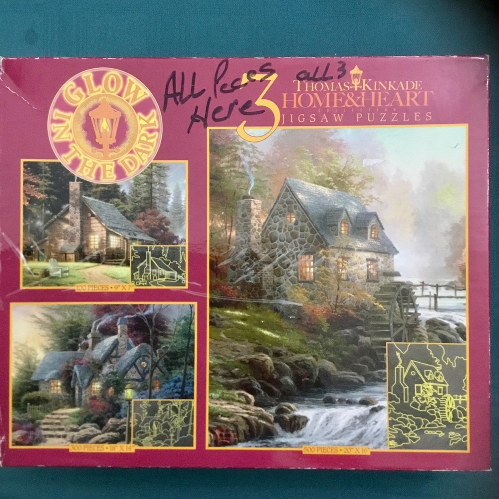 3 Jigsaw Puzzles Glow In the Dark Thomas Kinkade